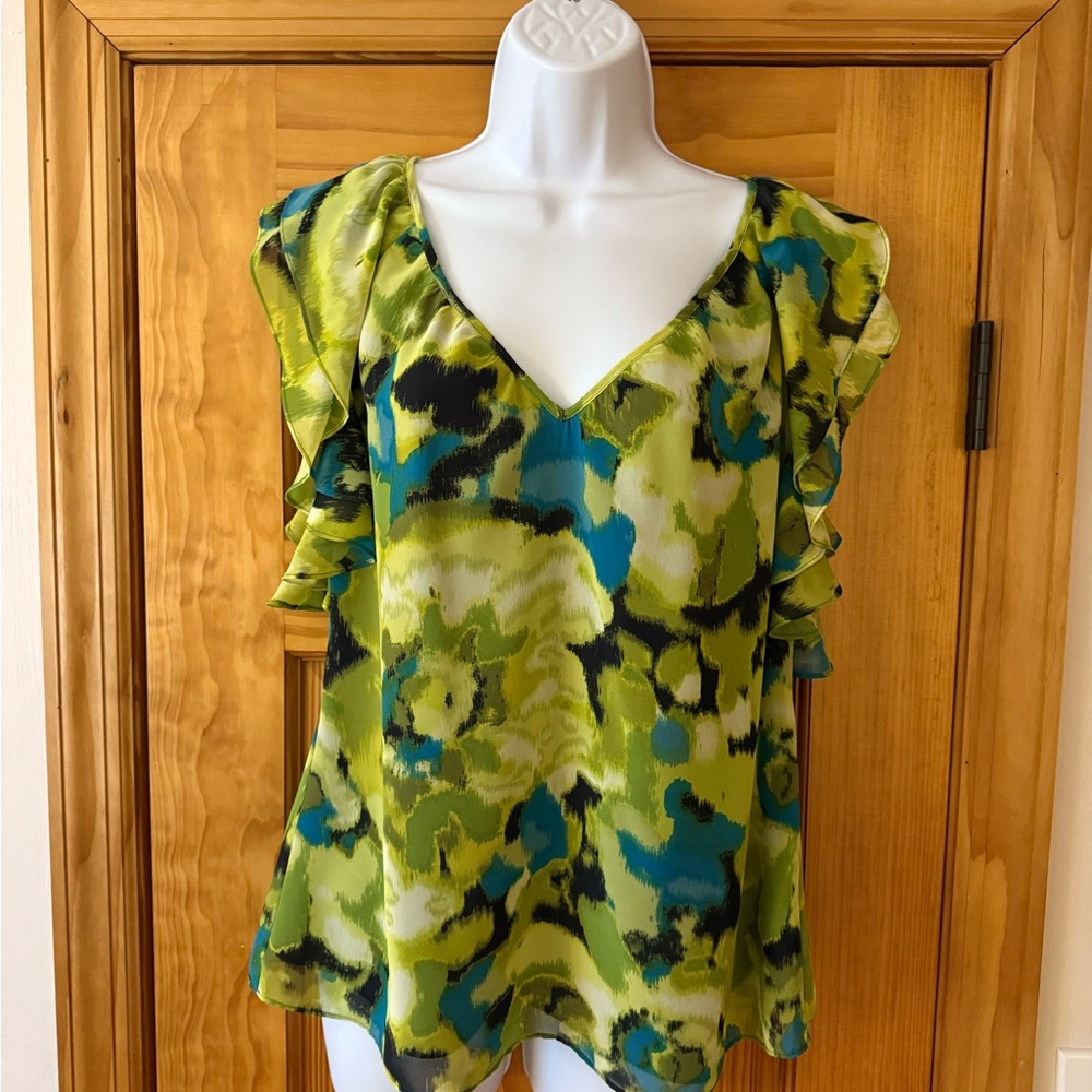 LOFT Vibrant Green and Blue Women's Top